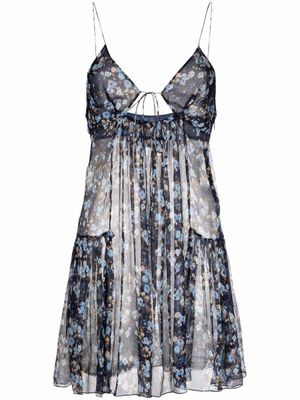DSQUARED2 robe courte en soie à fleurs - Bleu