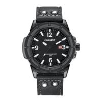 CAGARNY 6853 Fashion waterdichte Quartz beweging polshorloge met lederen Band (witte schaal)