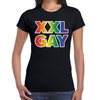 Regenboog XXL gay pride zwart t-shirt voor dames 2XL  -