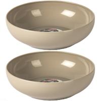 Plasticforte Kommetjes/schaaltjes - 4x - dessert/ontbijt - kunststof - D20 x 6 cm - taupe