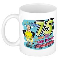 Cadeau / Verjaardag mok 75 jaar - man - rollator- keramiek - mannen cadeautjes