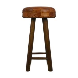 Ronde Barstoel - Cognac/Bruin-Leder