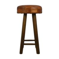 Ronde Barstoel - Cognac/Bruin-Leder