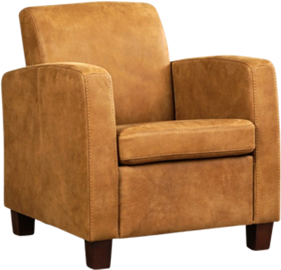 Bruine leren landelijke fauteuil Joy - poot hout bruin - Kenia Leer Walnut (bruin leer)