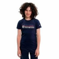 Kinder-T-Shirt met Korte Mouwen Champion Crewneck Blauw - Maat: 7-8 jaar