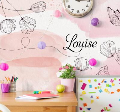 Fotowand Prachtige bloemen met naam