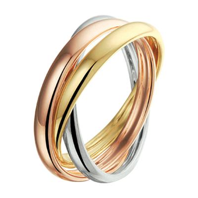 14K Tricolor Gouden Trinity Ring - Geel, Wit en Roségoud - 7,5mm