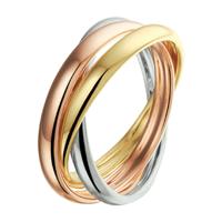 14K Tricolor Gouden Trinity Ring - Geel, Wit en Roségoud - 7,5mm