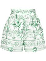 Elie Saab short fleuri à taille haute - Blanc - thumbnail