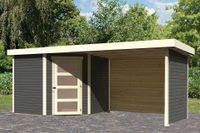 Woodfeeling | Tuinhuis Schwandorf 5 met Overkapping 2,8, Zij en Achterwand | Terragrijs