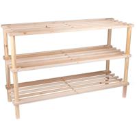 Schoenenrek - hout - 3-laags - 74 x 26 x 48 cm - schoenenbank