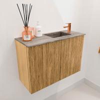 Toiletmeubel Mondiaz Joya Dlux | 60 cm | Meubelkleur Oak | Faye wastafel Oza Wasbak Rechts | 1 kraangat