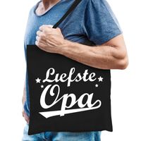 Katoenen cadeau tasje liefste opa zwart - thumbnail