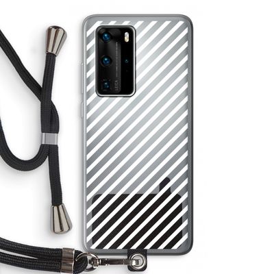 Strepen zwart-wit: Huawei P40 Pro Transparant Hoesje met koord