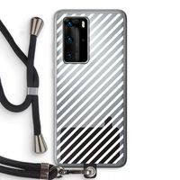 Strepen zwart-wit: Huawei P40 Pro Transparant Hoesje met koord