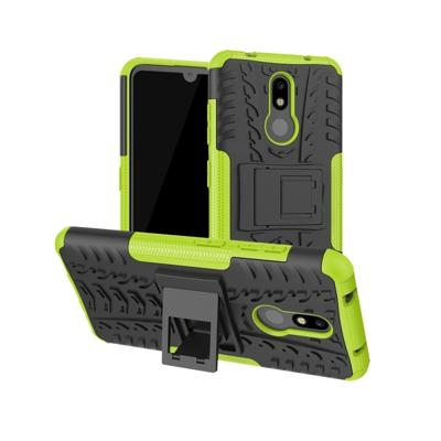 Tire Texture TPU + PC schokbestendig geval voor Nokia 3 2 met houder (groen)