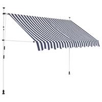 Luifel handmatig uittrekbaar 250 cm blauw en witte strepen