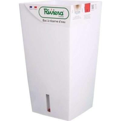 RIVIERA Eva Nieuwe vierkante plastic bloempot - 28 x 28 x H 52 cm - 31 L - Wit