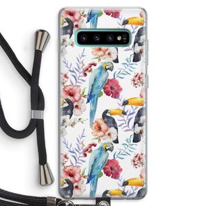 Bloemen tukan: Samsung Galaxy S10 Plus Transparant Hoesje met koord