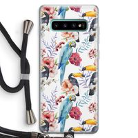 Bloemen tukan: Samsung Galaxy S10 Plus Transparant Hoesje met koord