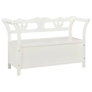 The Living Store Bank White s - Bench - 107 x 45 x 75.5 cm - Solid Pine Wood - Storage - Backrest and Armrests - Easy