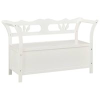 The Living Store Bank White s - Bench - 107 x 45 x 75.5 cm - Solid Pine Wood - Storage - Backrest and Armrests - Easy