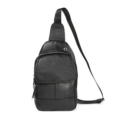 6023 casual Litchi textuur zachte gezicht echt leer één schouder Cross Body tas voor mannen (zwart)