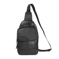 6023 casual Litchi textuur zachte gezicht echt leer één schouder Cross Body tas voor mannen (zwart)