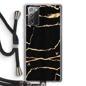 Gouden marmer: Samsung Galaxy Note 20 / Note 20 5G Transparant Hoesje met koord