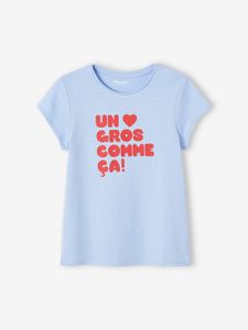 T-shirt met tekst meisjes lichtblauw