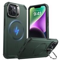 iPhone 14/13 Cyber Tough Magnetic Case (Stash Stand) - Green iPhone 14/13 Cyber Tough Magnetic Case (Stash Stand) - Green