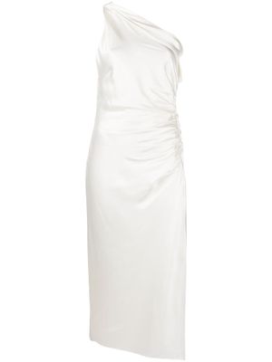 Michelle Mason robe asymétrique à fronces - Blanc