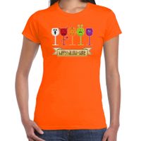 Halloween verkleed t-shirt dames - wijn monster - oranje - themafeest outfit - thumbnail