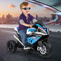 Elektrische Motorfiets 6V voor Kinderen van 3-8 Jaar 3 km/u met USB-Muzieklampje Motorvoertuig 3 Wielen met Comfortabele Stoel Blauw - thumbnail