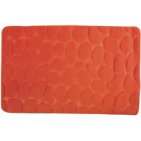 Badkamerkleedje/badmat tapijt - kiezel motief - vloermat - oranje - 50 x 80 cm - laagpolig   -
