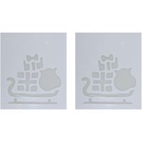 2x Kerst raamsjablonen/raamdecoratie slee plaatjes 35 cm