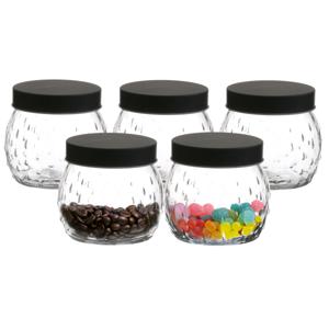 Voorraadpot/bewaarpot Mora - 10x - 1L - glas - zwart - D13 x H13 cm