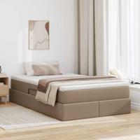 Opbergbed met matras Cappuccino 120 x 200 cm Nep Leer
