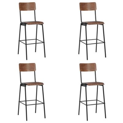 Barstoelen 4 st massief multiplex staal