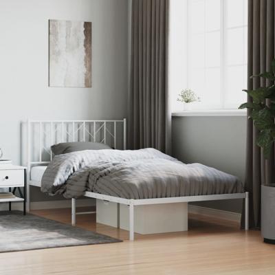 Bedframe met hoofdbord metaal wit 107x203 cm