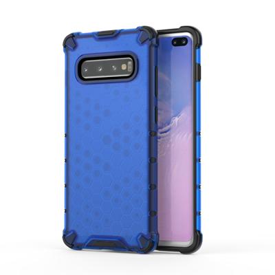 Honingraat schokbestendig PC + TPU Case voor Galaxy S10 PLUS (blauw)
