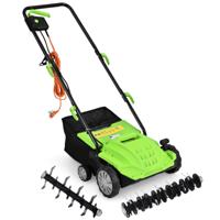 2-In-1 Elektrische Verticuteermachine Gazon Ponsers 1500 W 32 cm Werkbreedte 30 l Opvangmand Messenroller en Ventilatorwals (Groen)