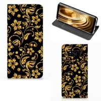 Samsung Galaxy S8 Smart Cover Gouden Bloemen - thumbnail