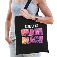 Sunset beach cadeau tasje Sunset at Miami Beach zwart voor dames
