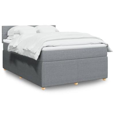Boxspring met matras stof lichtgrijs 140x190 cm