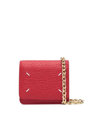 Maison Margiela portefeuille en cuir à détails de coutures - Rouge