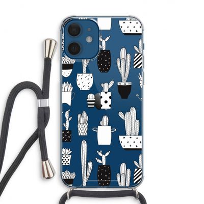 Cactusmotief: iPhone 12 Transparant Hoesje met koord