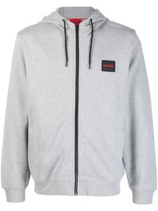 HUGO hoodie zippé à patch logo - Gris