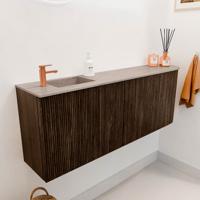 Toiletmeubel Mondiaz Joya Dlux | 111.6 cm | Meubelkleur Walnut | Faye wastafel Saba Wasbak Links | 1 kraangat