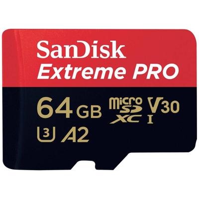 SanDisk Extreme PRO microSDXC-kaart 64 GB Class 10, UHS-I, v30 Video Speed Class Schokbestendig, Waterdicht